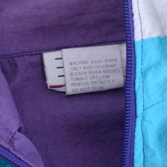 Vintage Bridgegate Nylon Teal Purple Zip Up Track Jacket Size Large - Picture 8 of 11